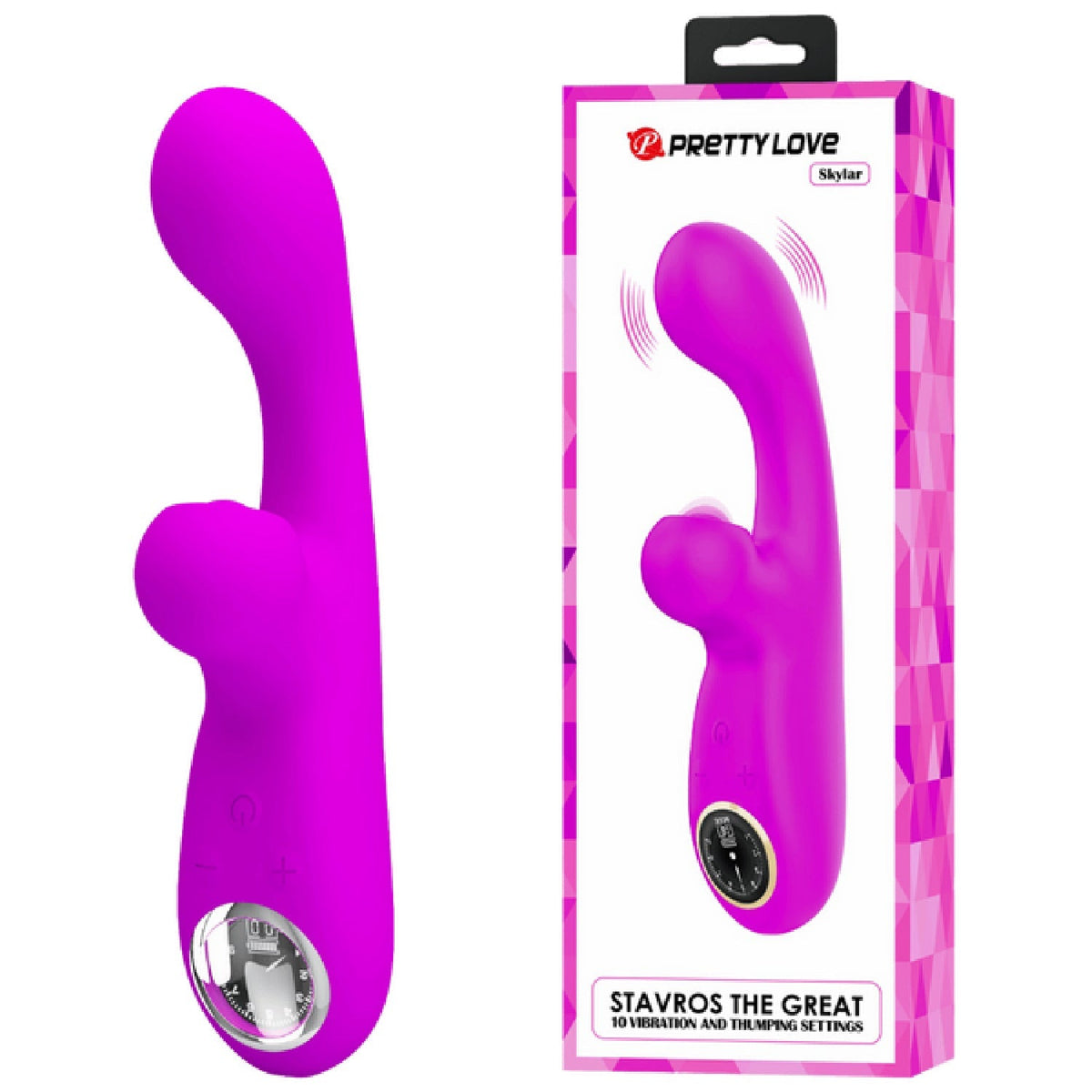 Rechargeable Skylar – Velvet Silicone Multifunction Rabbit Vibrator with Thumping and Vibration Modes > Vibrators > Ladies > Rabbit - Tophatter Daily Deals
