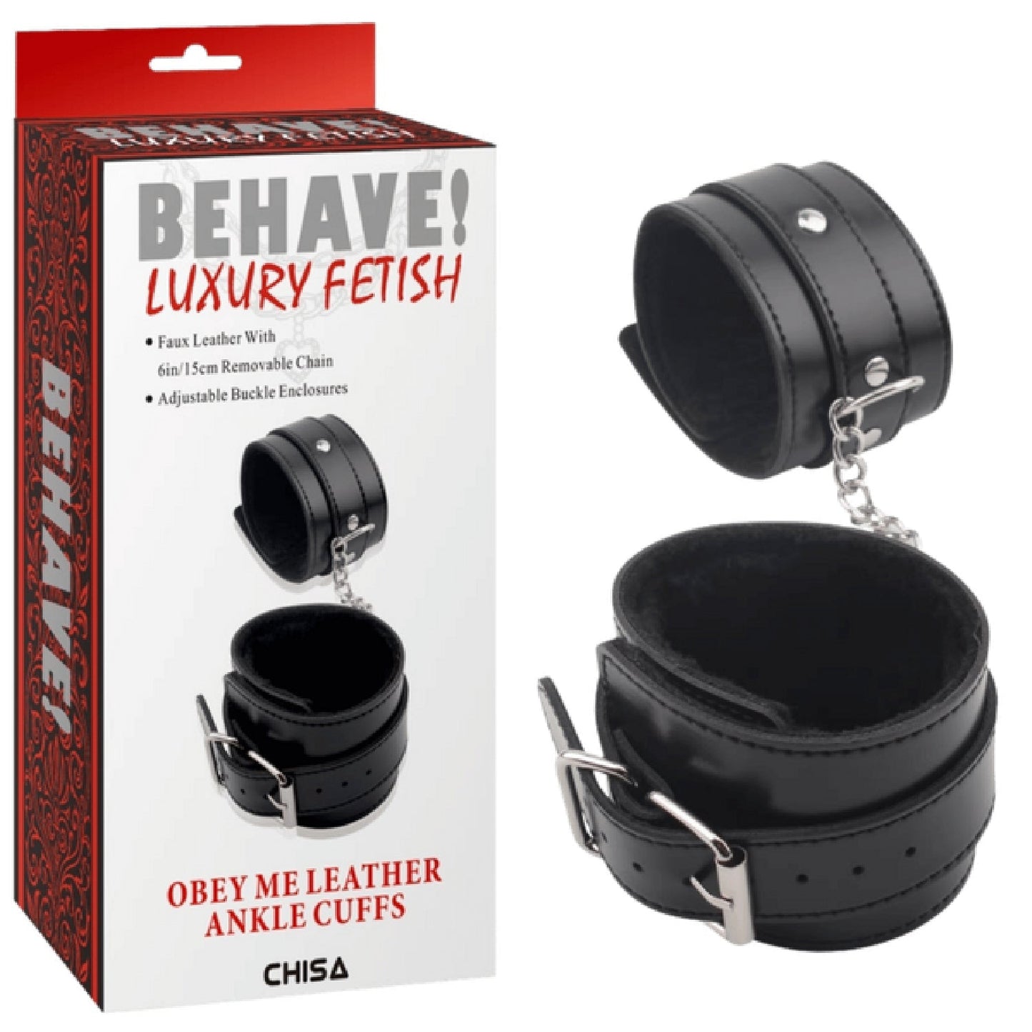 Obey Me Leather Ankle Cuffs – Adjustable Metal Hook Ankle Cuffs > Bondage Gear > Restraints - Tophatter Daily Deals