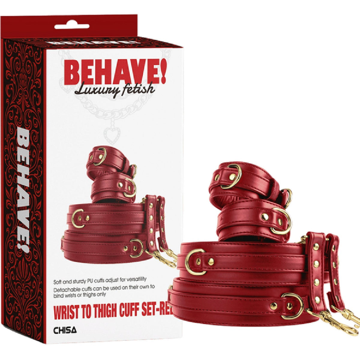 Wrist to Thigh Cuff Set – Adjustable PU Cuffs Restraint Set > Bondage Gear > Restraints - Tophatter Daily Deals