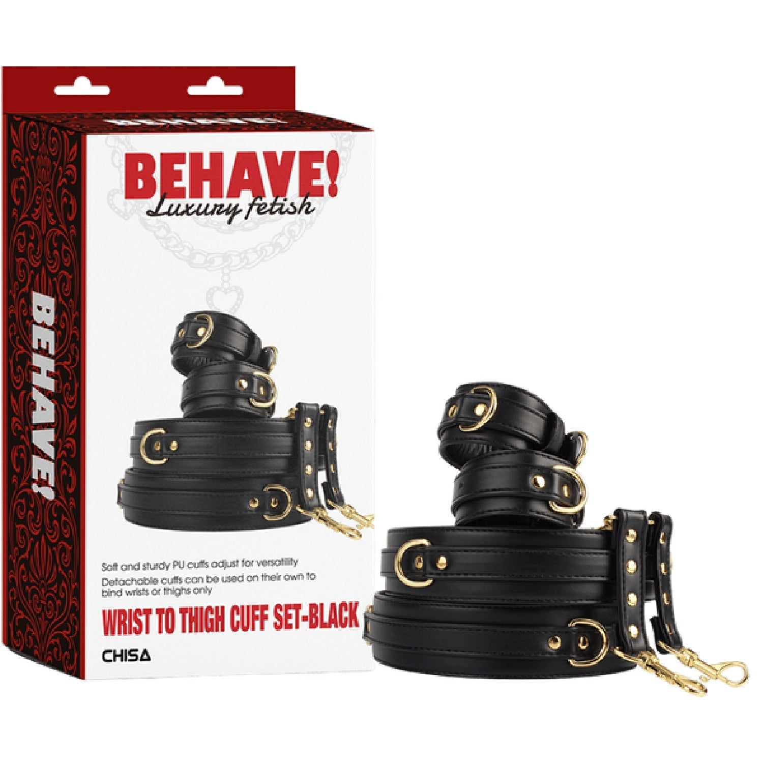 Wrist to Thigh Cuff Set – Adjustable Soft PU Cuffs Restraint Set > Bondage Gear > Restraints - Tophatter Daily Deals