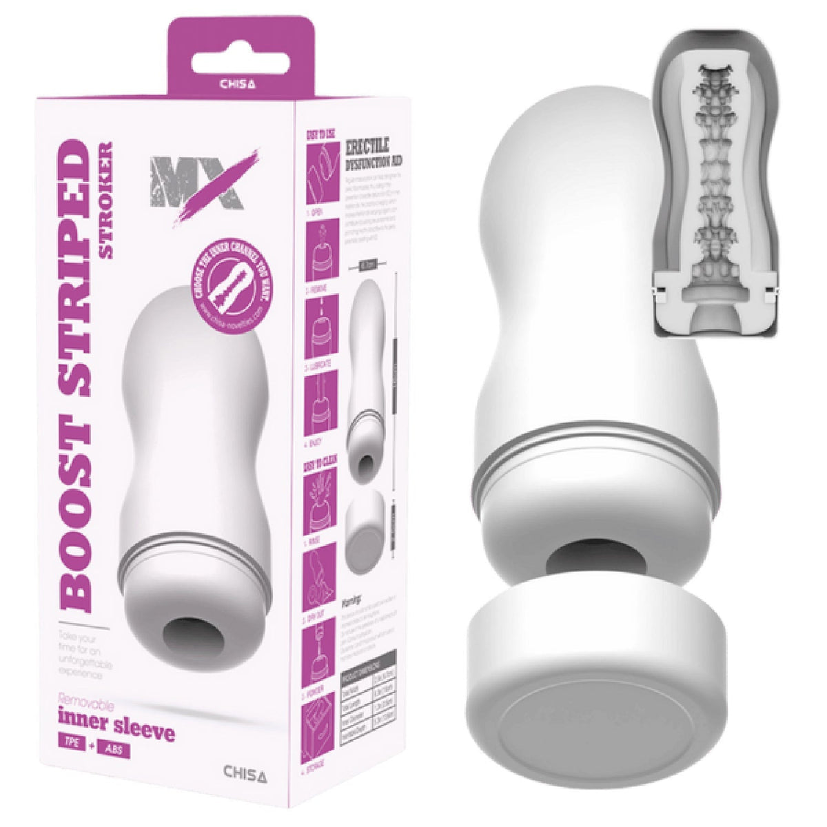 Boost Striped Stroker – Super-Soft 16cm Masturbator Sleeve > Sex Toys For Men > Masturbators Cup - Tophatter Daily Deals