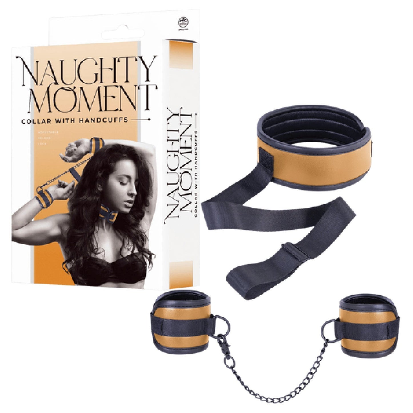 Adjustable Brown Collar with Handcuffs – Velcro Lock, Webbing Strap, 22.4cm Chain > Bondage Gear > Restraints - Tophatter Daily Deals