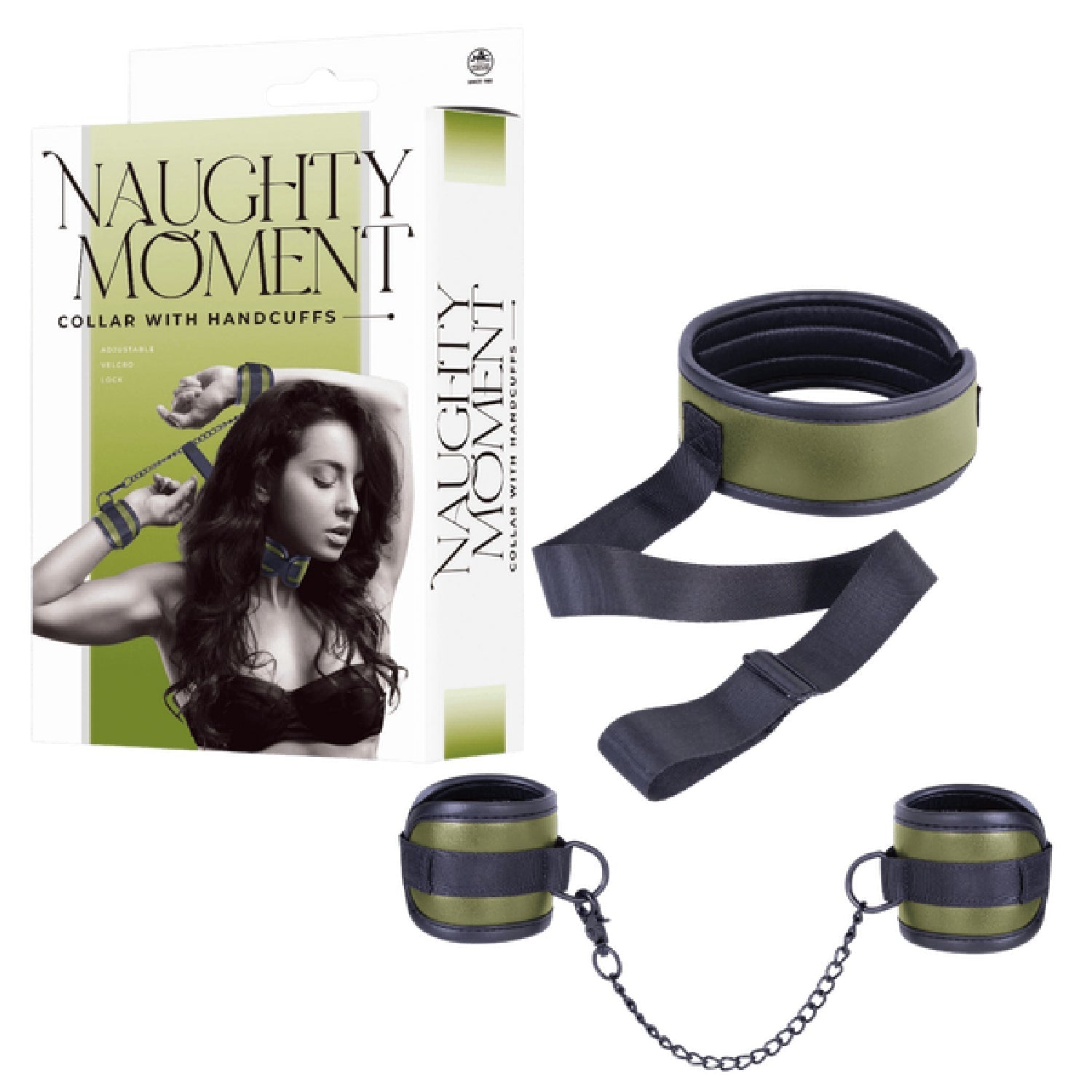 Adjustable Brown Collar with Handcuffs – Velcro Lock, Webbing Strap, 22.4cm Chain > Bondage Gear > Restraints - Tophatter Daily Deals
