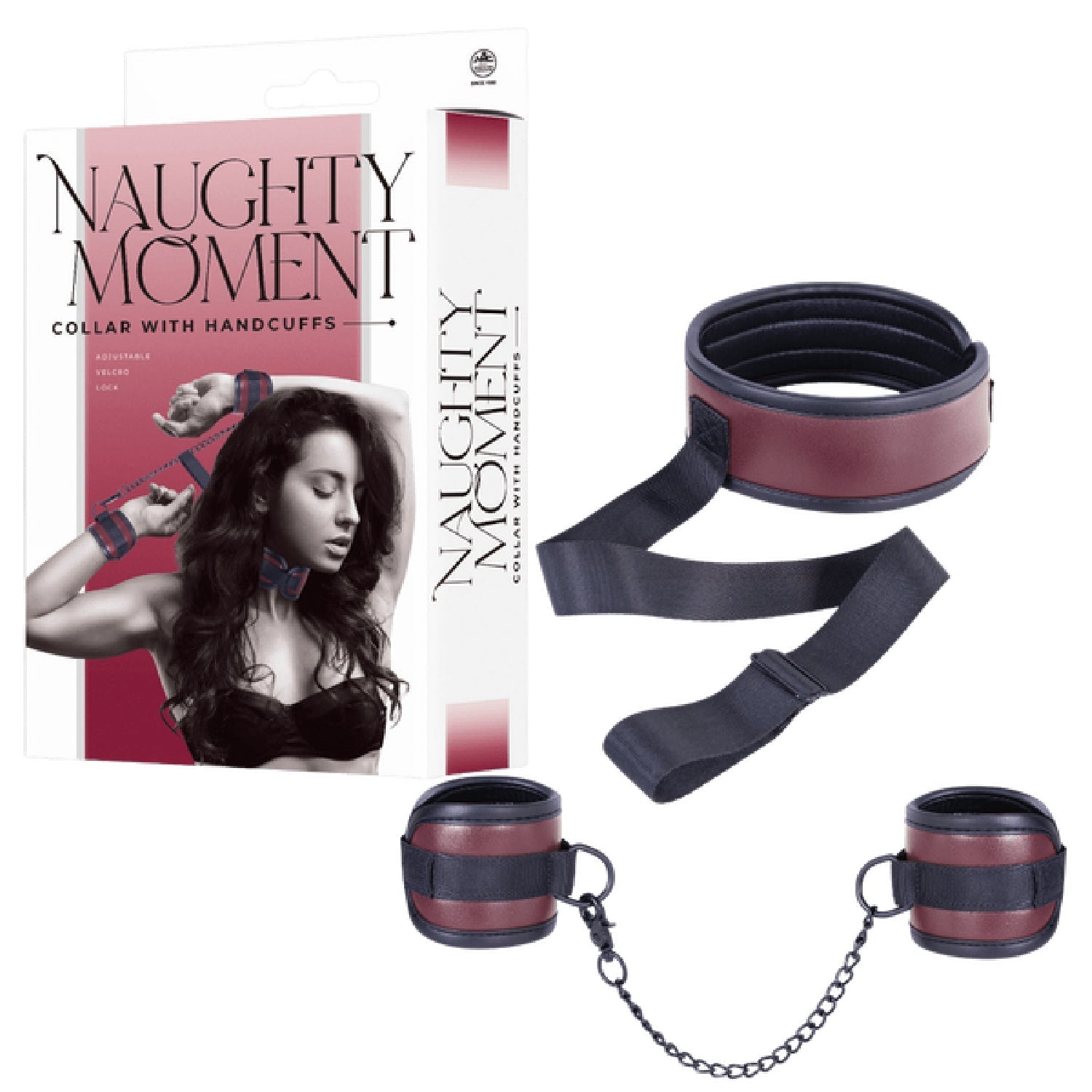 Adjustable Brown Collar with Handcuffs – Velcro Lock, Webbing Strap, 22.4cm Chain > Bondage Gear > Restraints - Tophatter Daily Deals