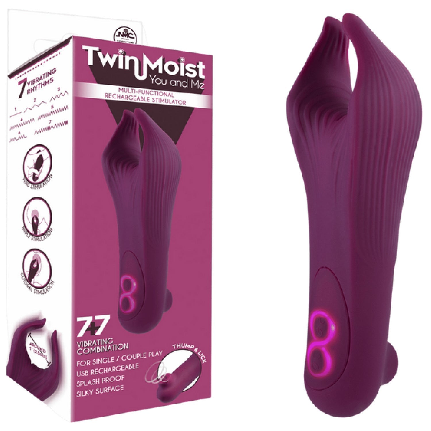 TwinMoist - Multi-Functional Rechargeable Stimulator – Splash Proof USB Rechargeable Vibrator > Sex Toys > Couples Toys - Tophatter Daily Deals