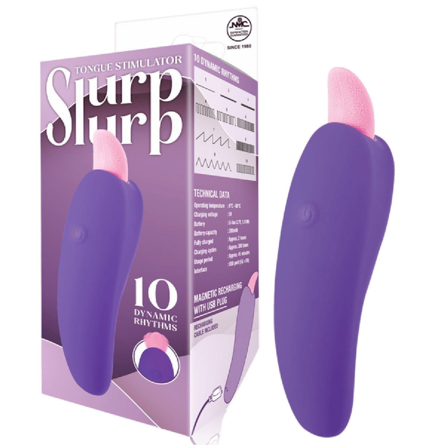 Slurp Slurp Tongue Stimulator – Magnetic Rechargeable 10 Rhythm Vibrator > Sex Toys For Ladies > Clitoral Vibrators and Stimulators - Tophatter Daily Deals