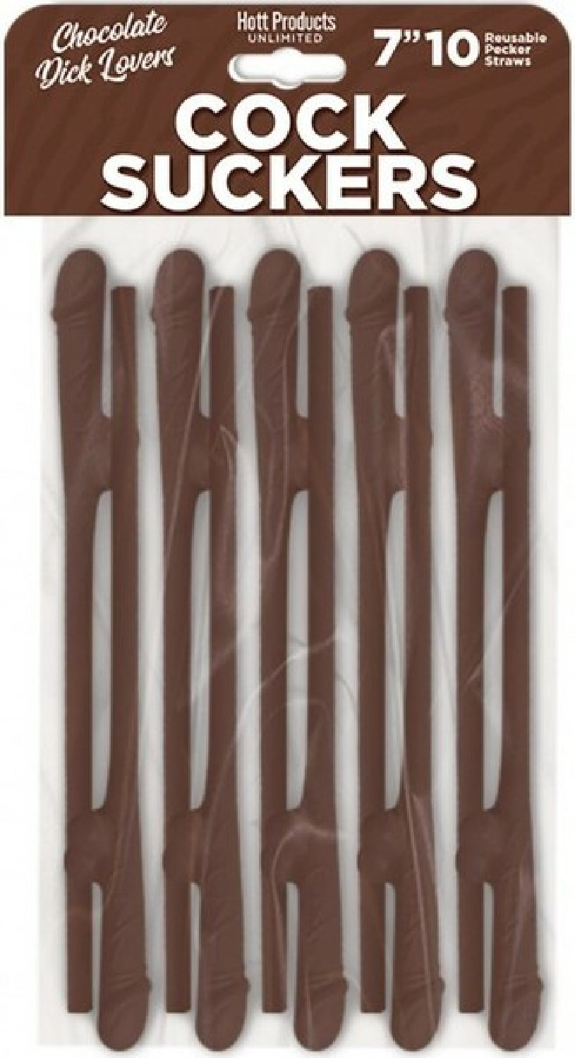 Hott Products Cock Sucker (Chocolate Brown) – 7 Inch Reusable Novelty Drink Straws Set of 10 > Novelties > Party Supplies - Tophatter Daily Deals