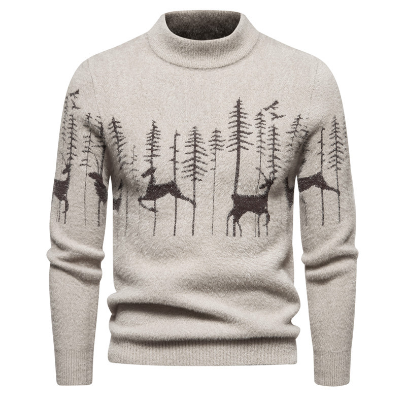 Warm Classic Men's Pullover - Crewneck Cotton Jacquard - Tophatter Daily Deals