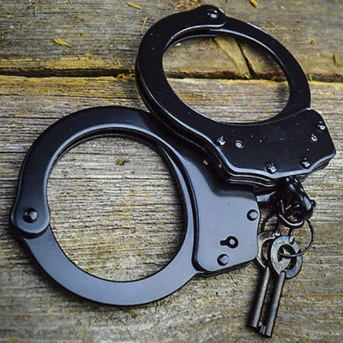 Police Edition Double Lock Steel Professional Grade Handcuffs - Black SD-Handcuffs - Tophatter Daily Deals
