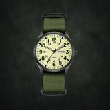 Durable Men’s Military-Style Watch – Waterproof, Scratch-Resistant, 42mm Dial – Green Black Green Fluorescent Men's wristwatches - Tophatter Daily Deals