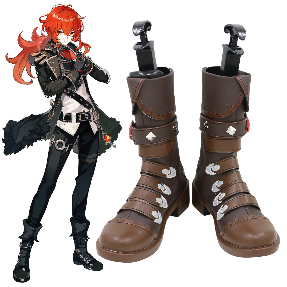Genshin Impact Diluc Brown Shoes Cosplay Boots Shoes/Boots - Tophatter Daily Deals
