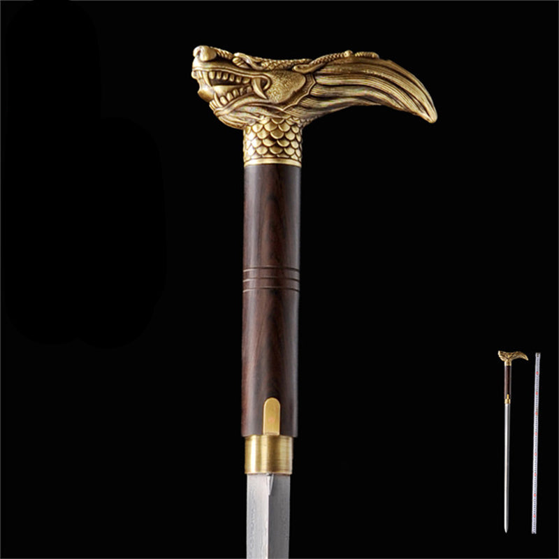 Ebony Dragon Head Cane Sword - Tophatter Daily Deals