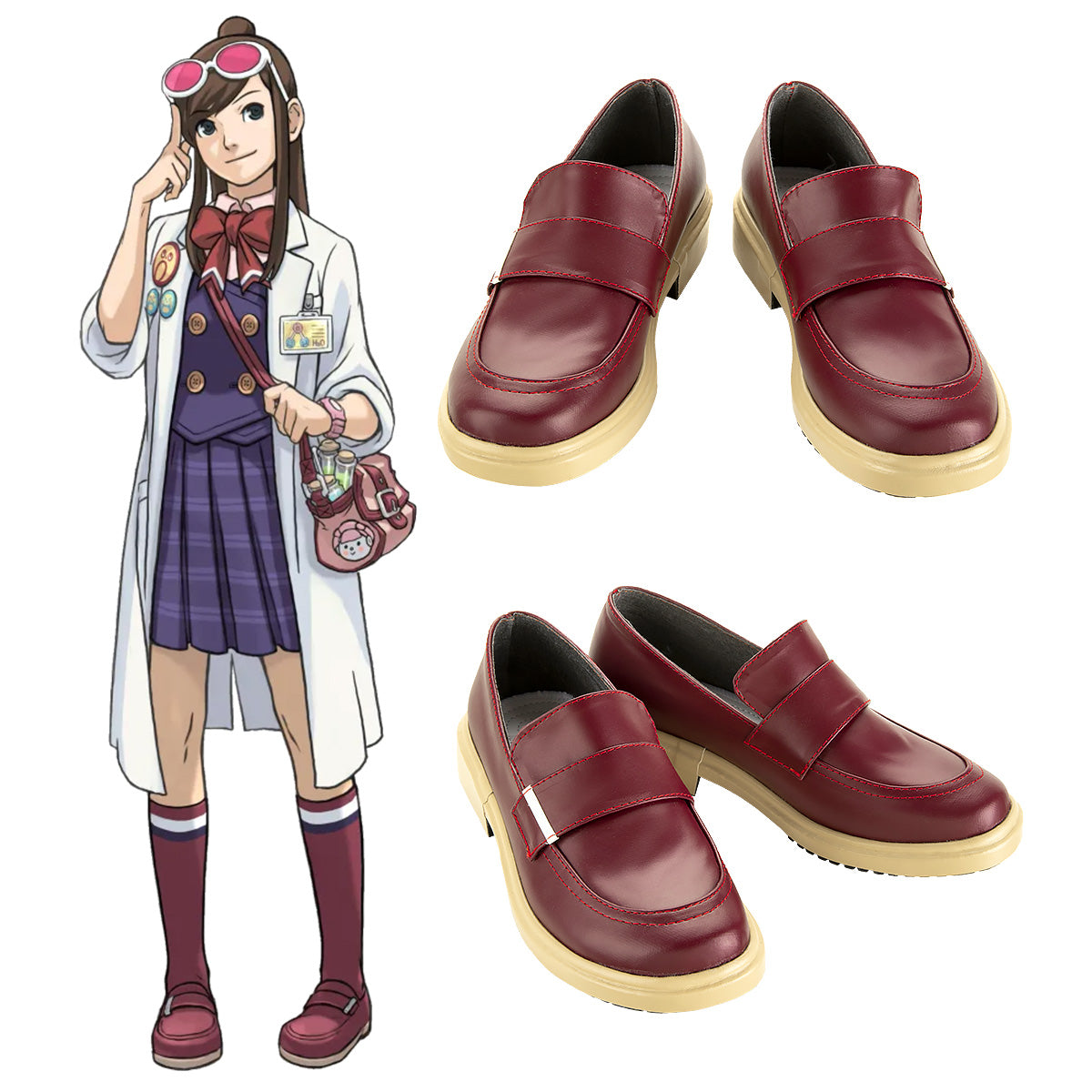 Ace Attorney Gyakuten Saiban Ema Skye Brown Cosplay Shoes Shoes/Boots - Tophatter Daily Deals