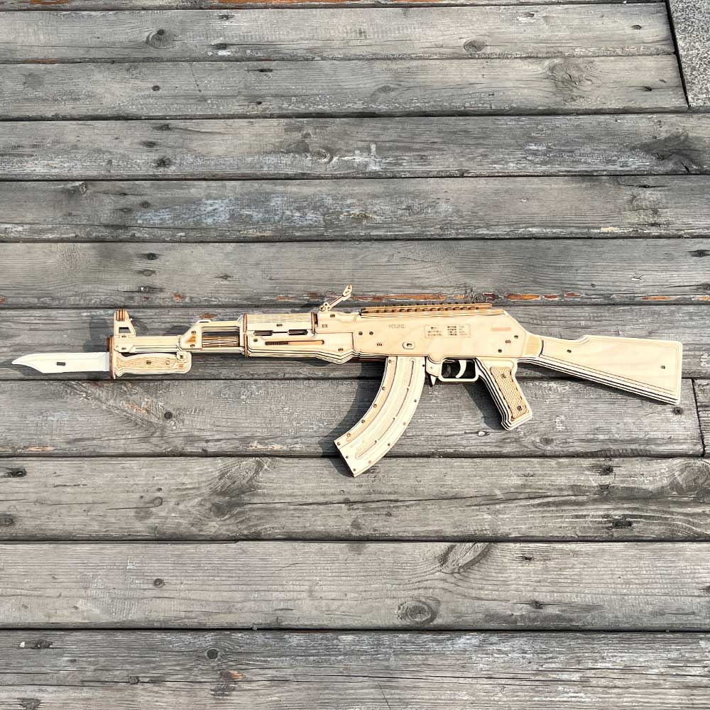 AK47 Wooden Rubber Band Replica Gun Model Kit - Tophatter Daily Deals