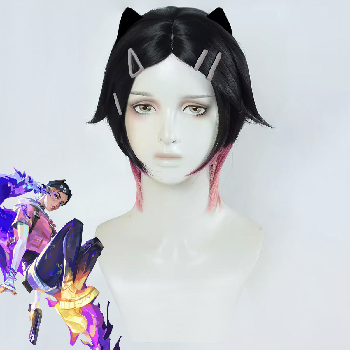 Valorant Clove Black Purple Cosplay Wig Wig - Tophatter Daily Deals