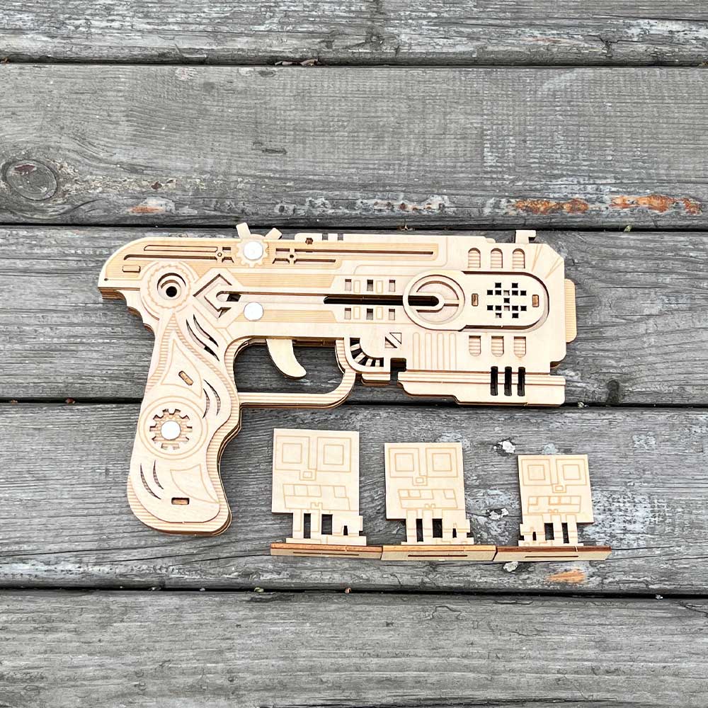 3D Wooden Kit Training Dragon Rubber Band Pistol Model Kit - Tophatter Daily Deals