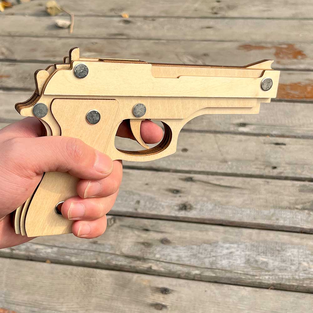 Assembled M92F Wooden Rubber Band Gun - Tophatter Daily Deals