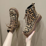 Supportive Women's Ankle Boots - Lace Up Sole, Leopard - Tophatter Daily Deals