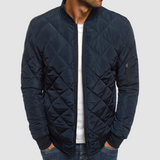 Lightweight Men's Quilted Jacket - Bomber, Ribbed Collar dark blue - Tophatter Daily Deals