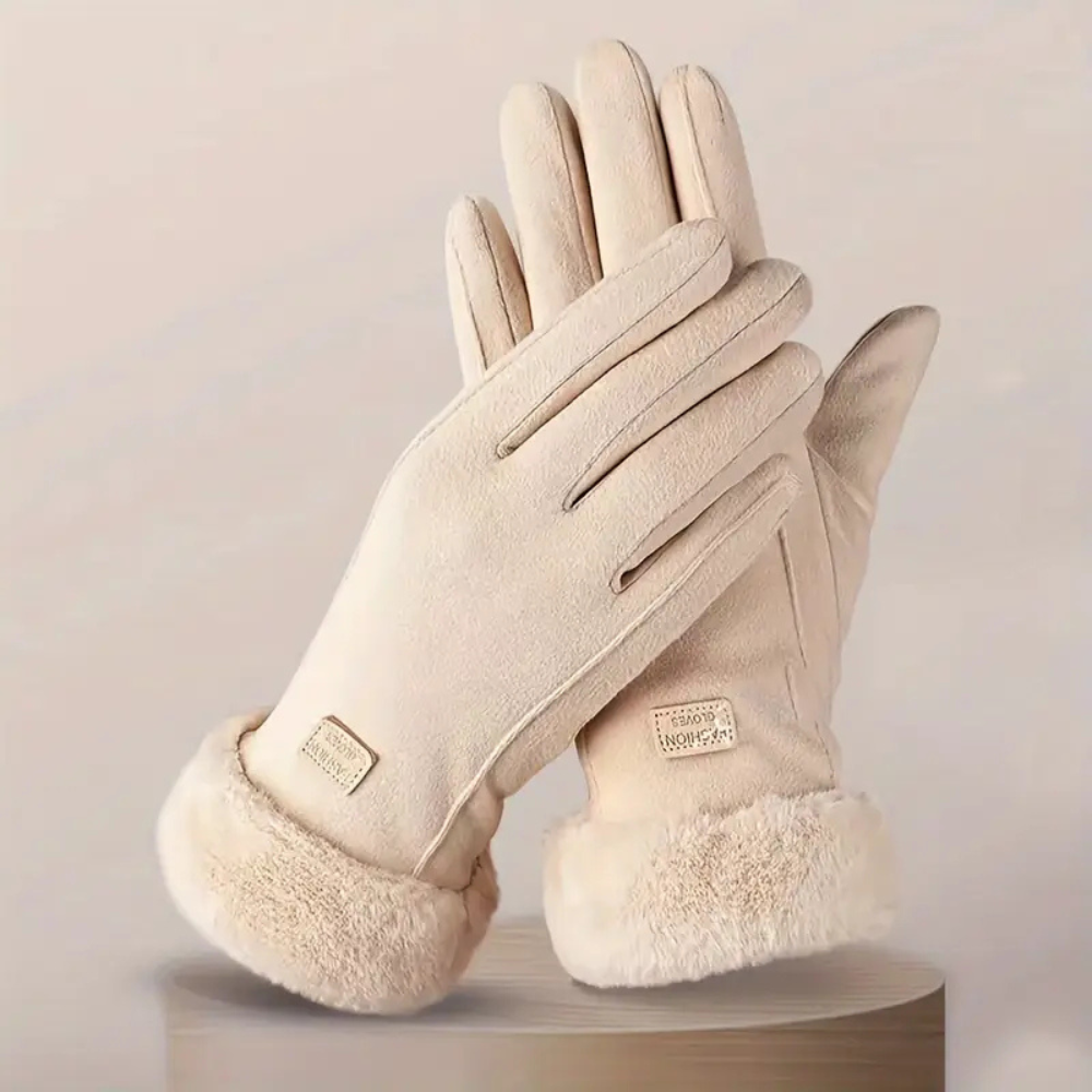 Windproof Women’s Plush Gloves - Slim Tailored, Suede - Tophatter Daily Deals