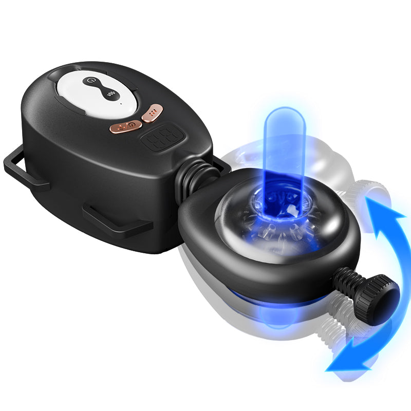 LustGear - Belt-Driven Wearable Vibrating Stroker BLACK Masturbation Cup - Tophatter Daily Deals