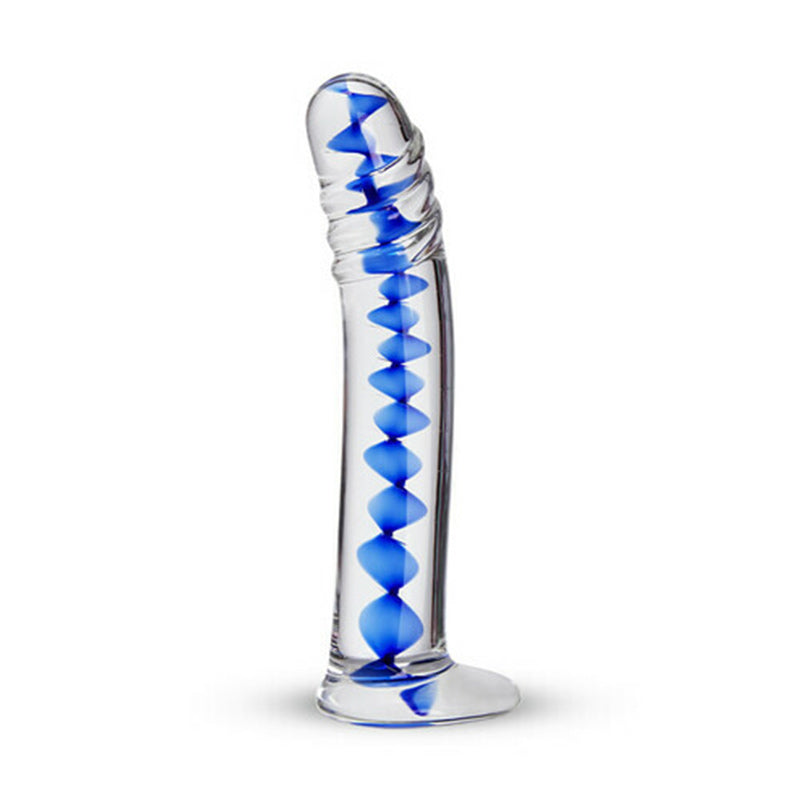 Acmejoy Frozen Sapphire Spiral Glass Dildo 6.18 Inch Blue Dildos - Tophatter Daily Deals