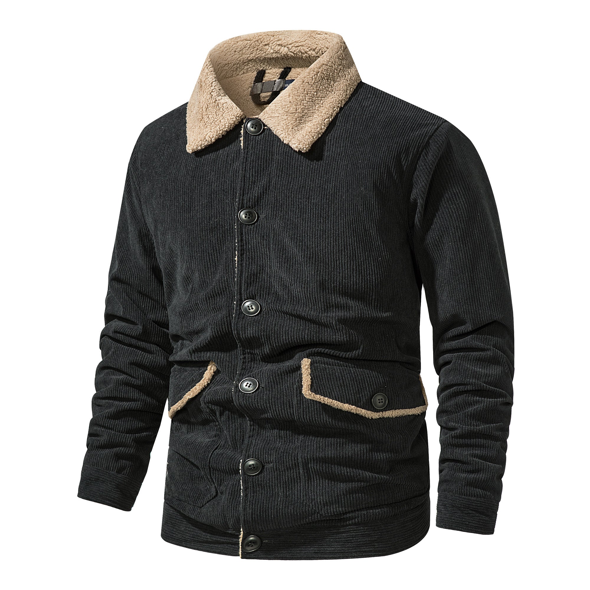 Warm Cozy Men's Jacket - Mid Length Corduroy Sherpa - Tophatter Daily Deals