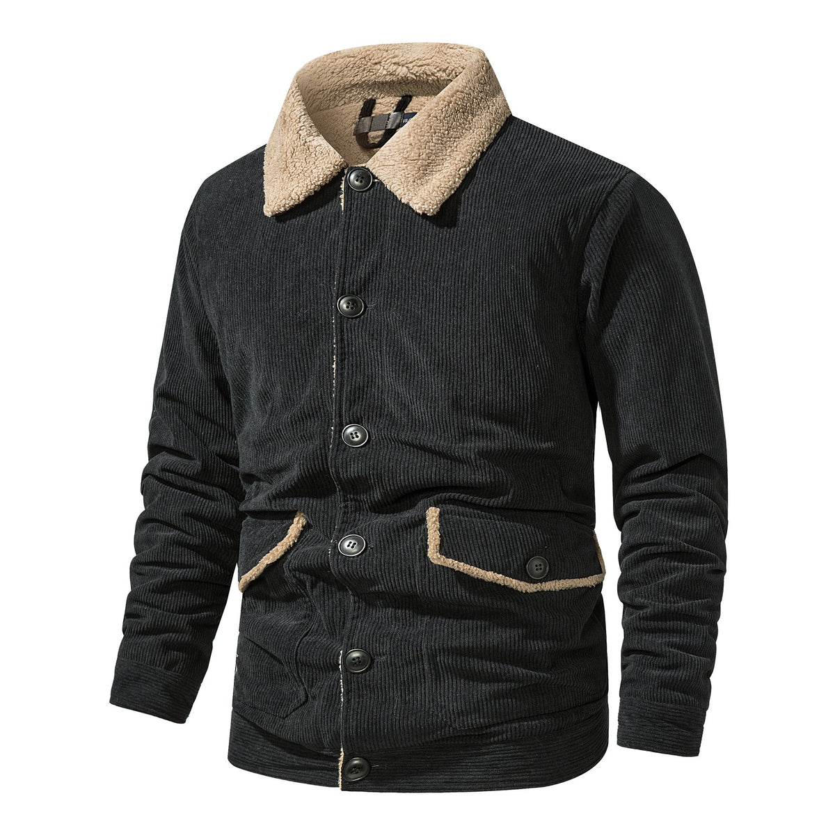 Warm Cozy Men's Jacket - Mid Length Corduroy Sherpa - Tophatter Daily Deals