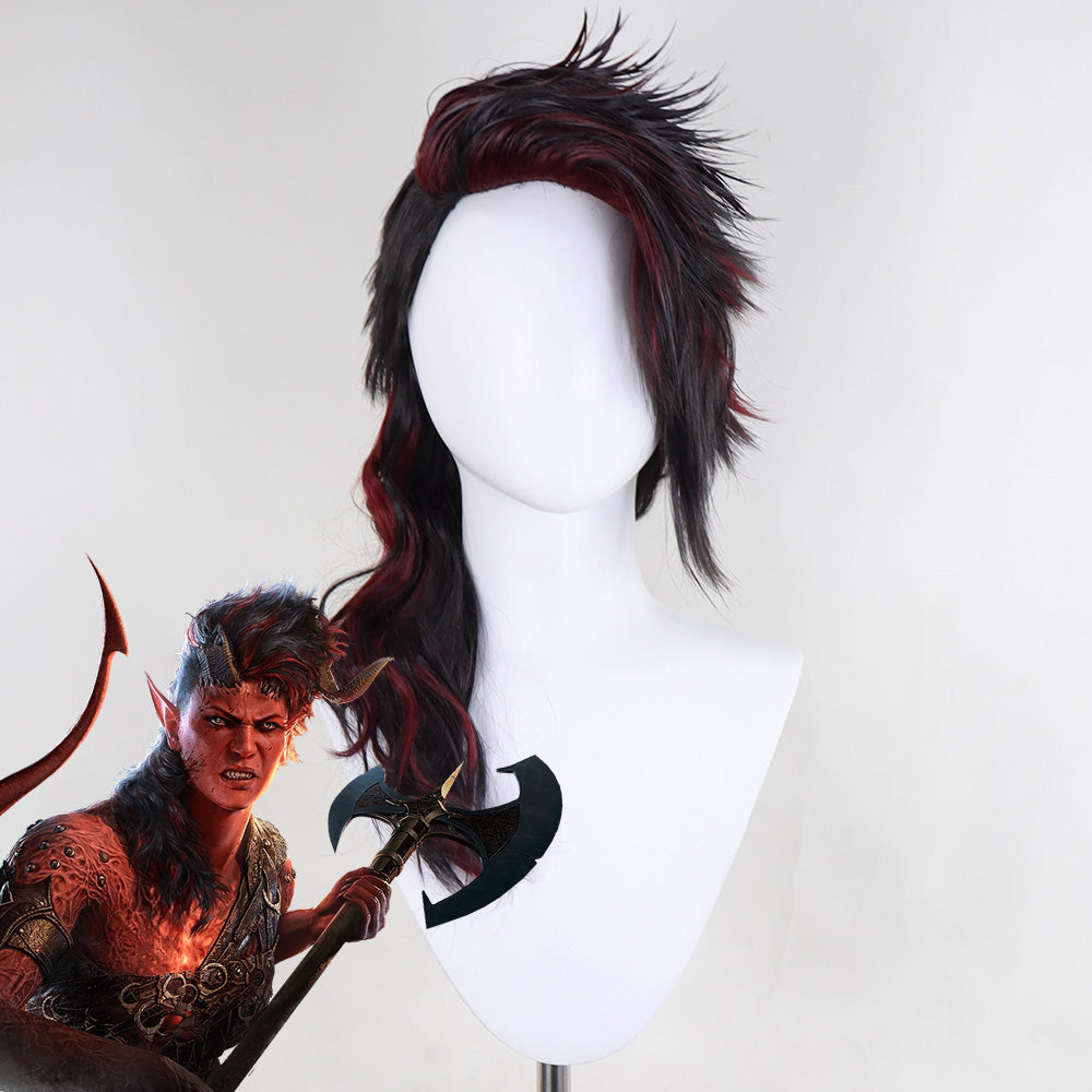 [in stock]Baldur's Gate III BG3 Karlach Black Red Cosplay Wig Wig - Tophatter Daily Deals