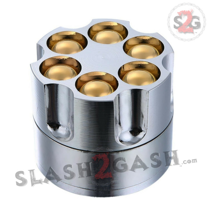 Revolver Bullet Herb Grinder Tobacco Mill - Large 2 Inch 3 piece Smoking Accessories - Tophatter Daily Deals