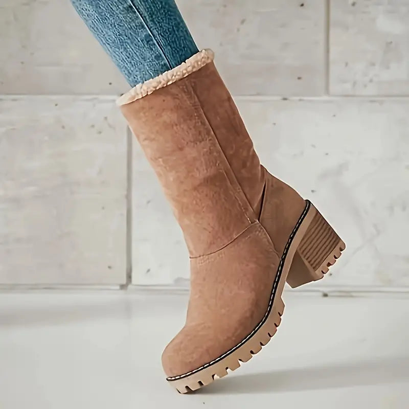 Warm Cozy Women’s Ankle Boots - Platform, Fleece Lined - Tophatter Daily Deals