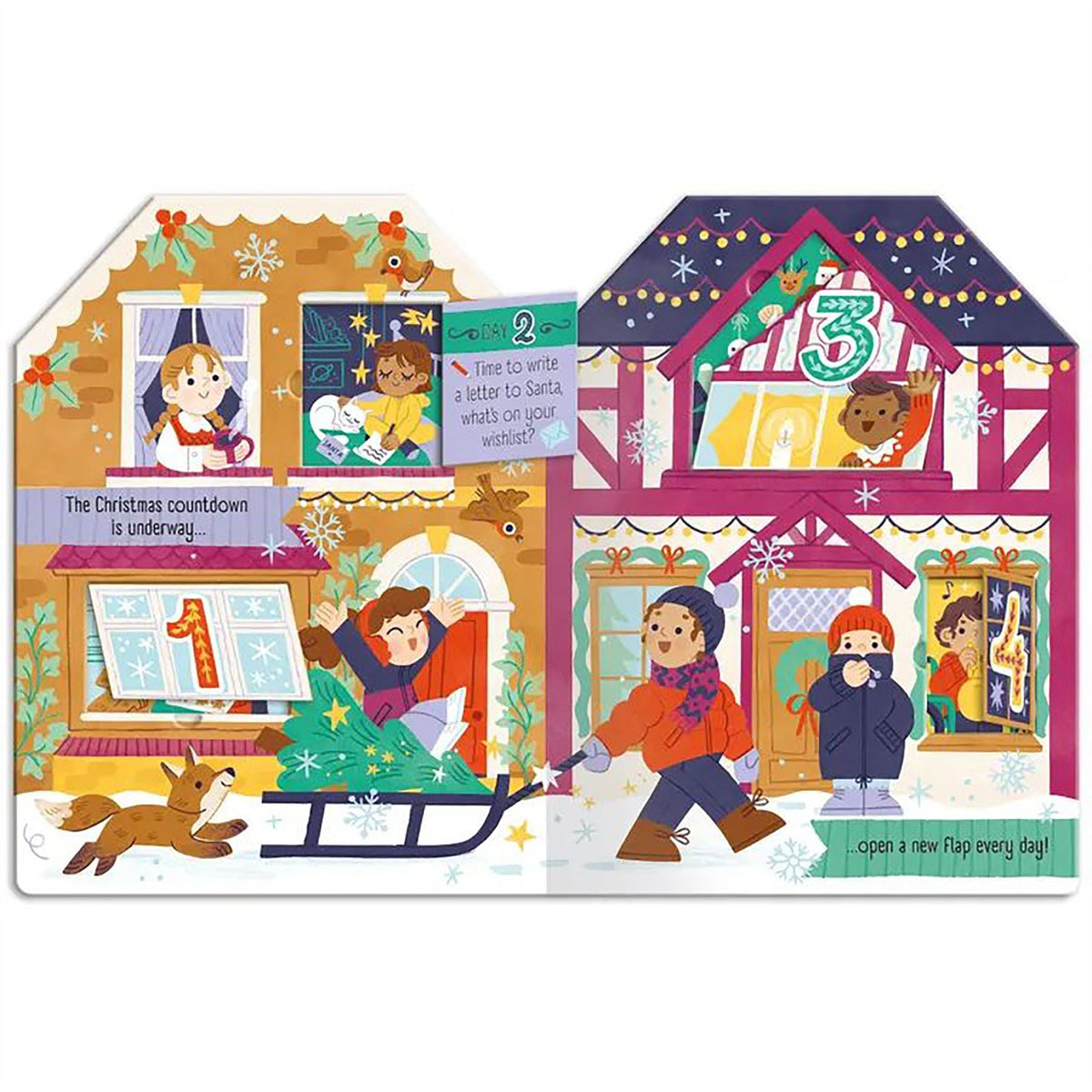 Christmas Village Fold-out Advent Calendar Book, Children's 25-Flap Advent Book Advent Calendar - Tophatter Daily Deals