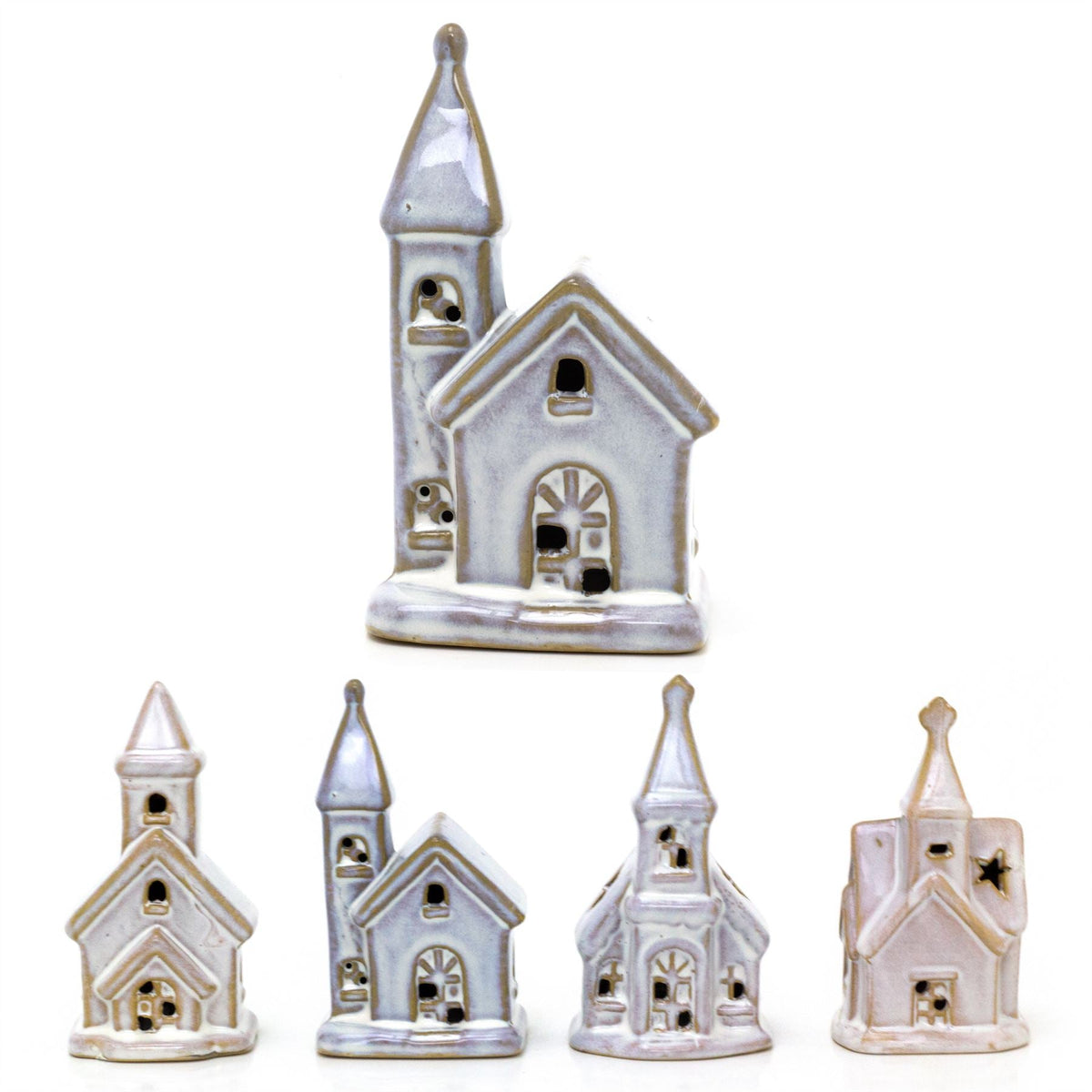 Ceramic LED Church | Light-Up Christmas Chapel Ornament Festive Decoration 12cm LED Light - Tophatter Daily Deals