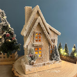 LED Snow-Covered Wooden Christmas House | Light Up Village House Ornament - 33cm Ornament - Tophatter Daily Deals