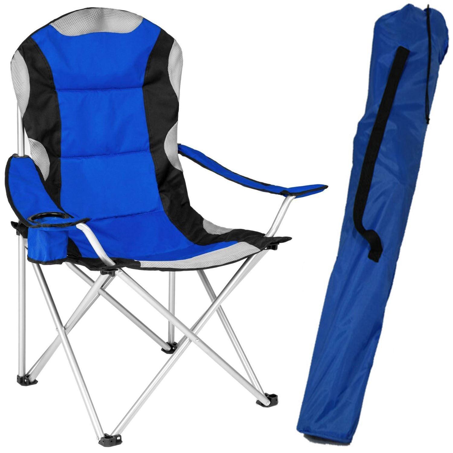 Outdoor Camping Chair - Padded Folding Camping Deluxe Fold Chairs High Back With Cup Holder & Carry Bag Personal Care - Tophatter Daily Deals