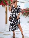 Printed Surplice Balloon Sleeve Dress Black Casual Dresses - Tophatter Daily Deals