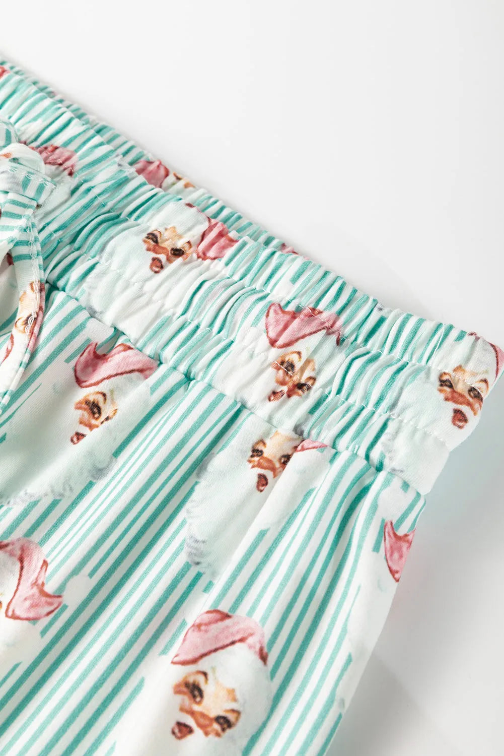 Green Santa Claus Striped Print Loose Fit Two Piece Lounge Set Loungewear & Sleepwear/Loungewear - Tophatter Daily Deals