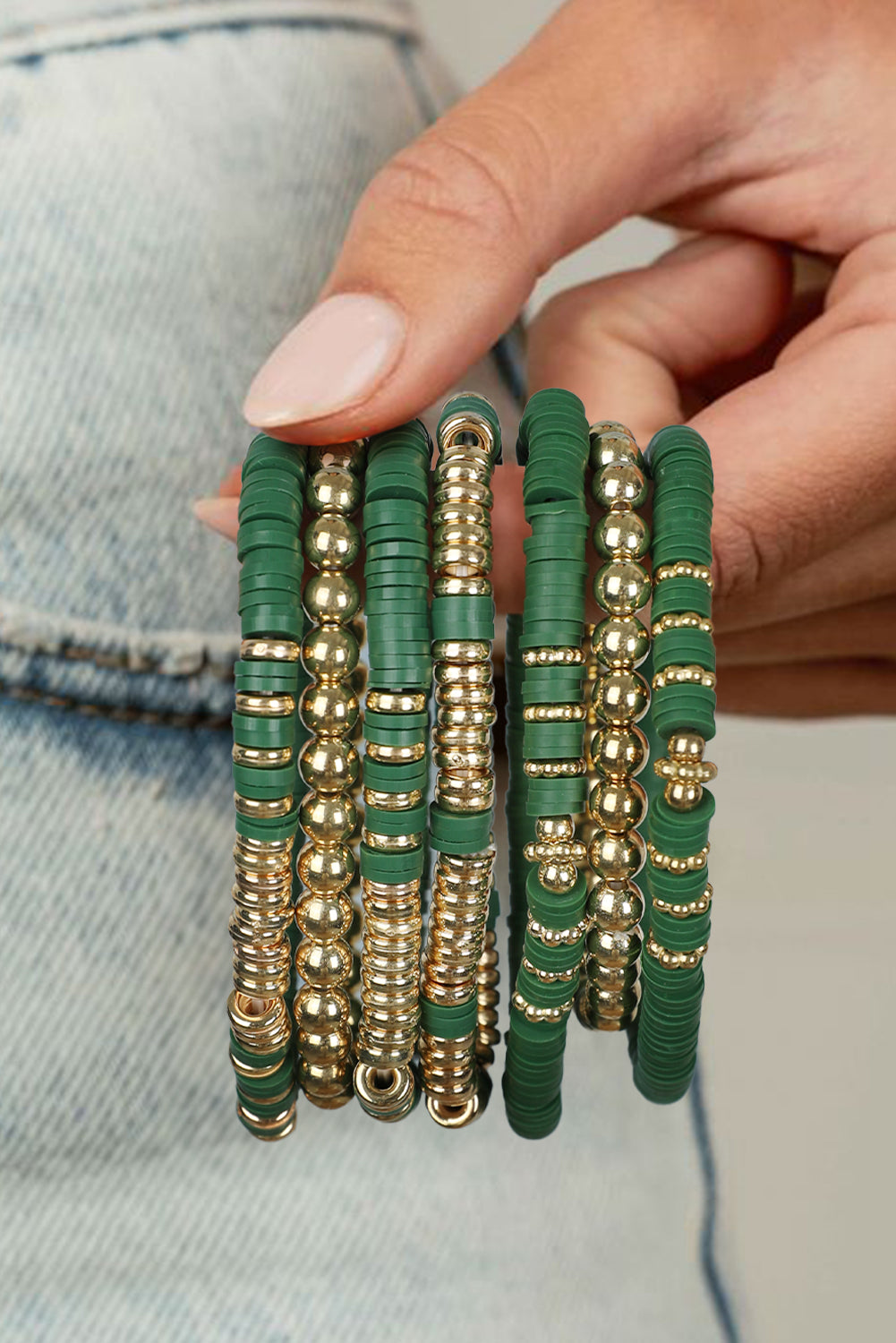 Vineyard Green St Patrick's Multi Layered Beaded Bracelet Set Bracelets - Tophatter Daily Deals