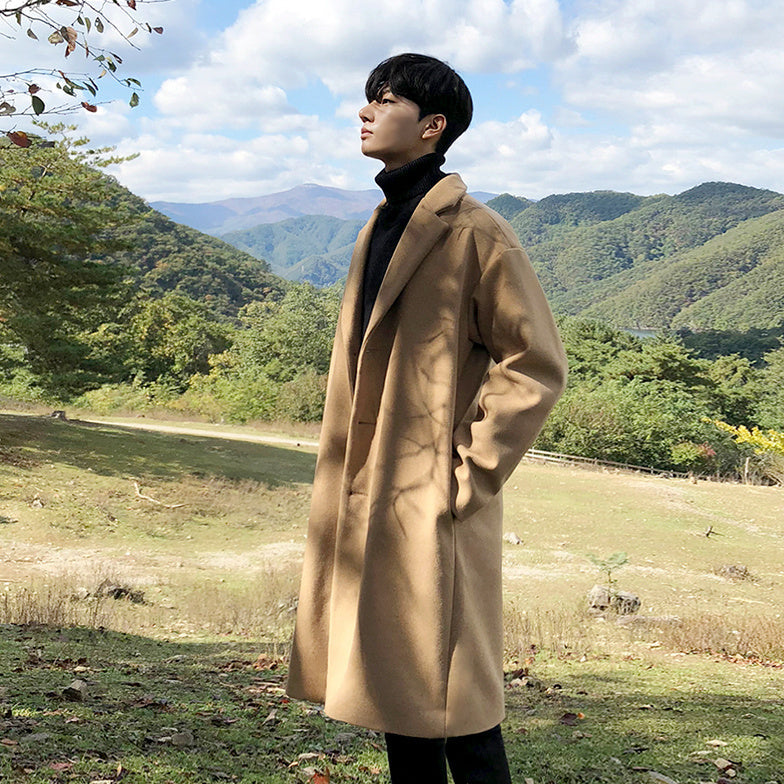 Warm Classic Men's Wool Coat - Mid Length, Wool Winter 3D Changing Face Moving Picture Frame - Tophatter Daily Deals
