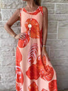 Printed Round Neck Mini Tank Dress Orange Casual Dresses - Tophatter Daily Deals