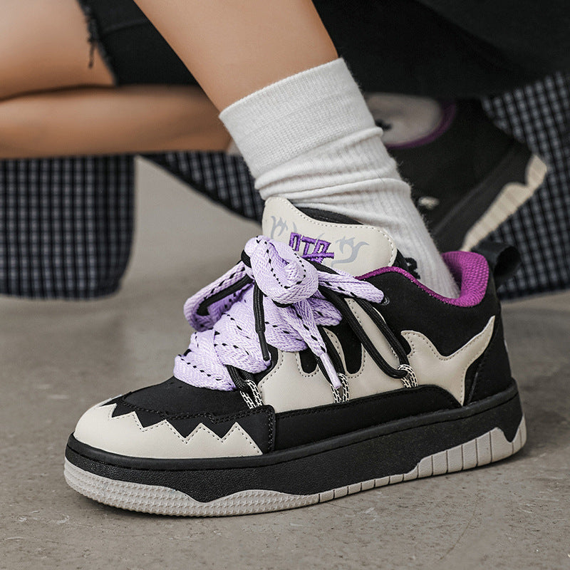 Black And White Contrast Color Skateboard Casual Shoes 0 - Tophatter Daily Deals