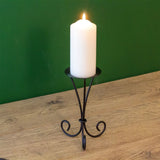 Tall Black Metal Scroll Candle Holder | Pillar Candle Holder Candlestick - 21cm Candlestick - Tophatter Daily Deals