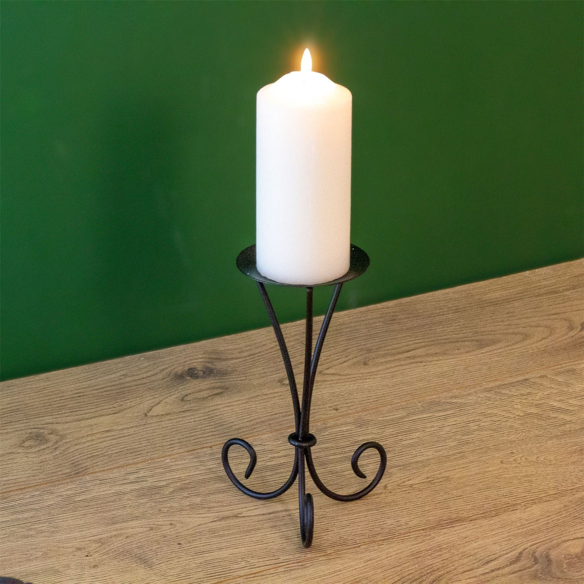 Tall Black Metal Scroll Candle Holder | Pillar Candle Holder Candlestick - 21cm Candlestick - Tophatter Daily Deals