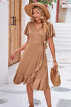 Surplice Neck Flutter Sleeve Dress Casual Dresses - Tophatter Daily Deals