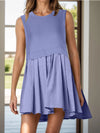 Pleated Round Neck Sleeveless Mini Dress Casual Dresses - Tophatter Daily Deals