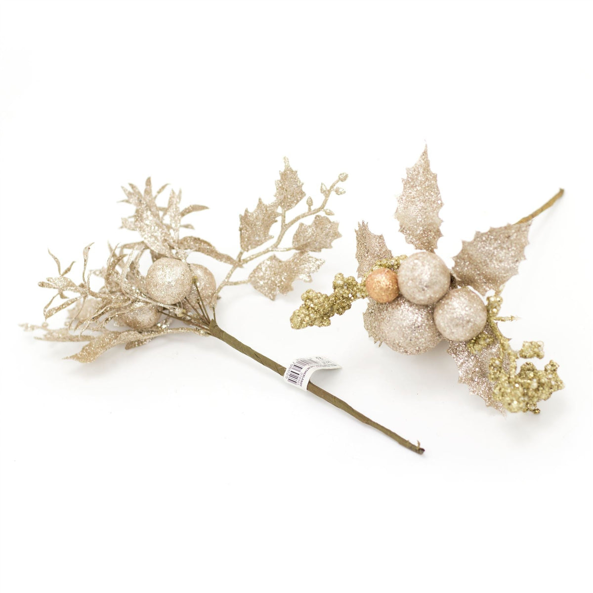 27cm Chic Glitter Christmas Spray Pick | Artificial Holly Christmas Decoration | Xmas Floral Spray Flower Pick - Design Varies One Supplied Foliage - Tophatter Daily Deals