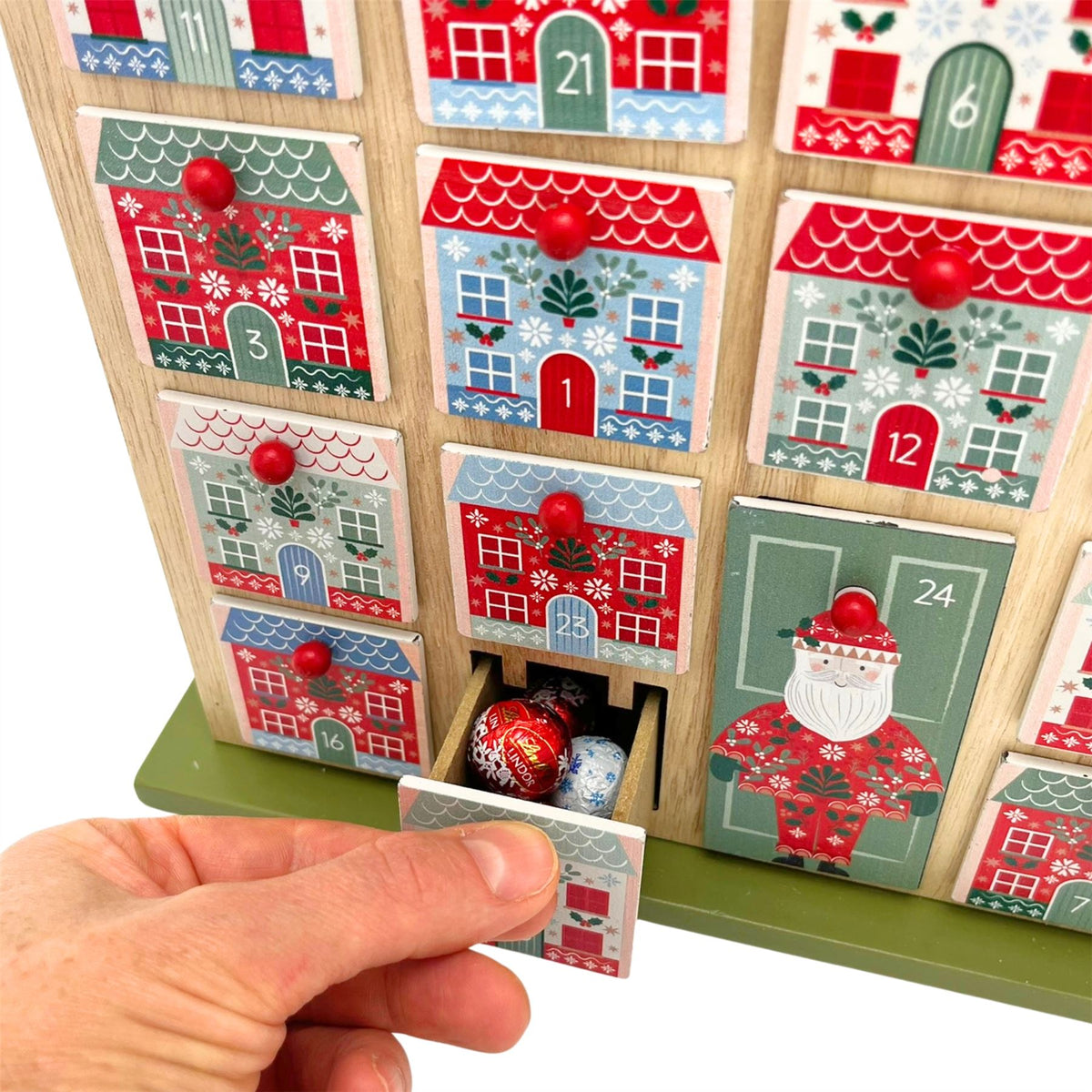Gisela Graham Reusable Wooden Advent Calendar, 24 Drawer Alpine Christmas House Advent Calendar - Tophatter Daily Deals