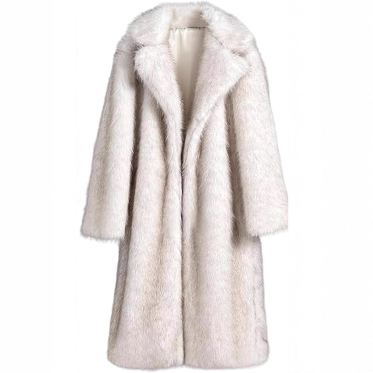 Warm Cozy Women's Long Coat - Notched Lapel, Faux Fur 3D Changing Face Moving Picture Frame - Tophatter Daily Deals