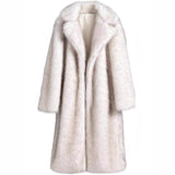 Warm Cozy Women's Long Coat - Notched Lapel, Faux Fur 3D Changing Face Moving Picture Frame - Tophatter Daily Deals