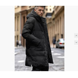 Warm Men's Long Puffer Coat - Hooded Quilted Cotton, Urban 3D Changing Face Moving Picture Frame - Tophatter Daily Deals